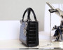 Christian Dior Lady Dior Mini Crocodile Silver Hardware with Crystals Black