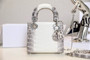 Christian Dior Lady Dior Mini Himalaya Crocodile Silver Hardware with Crystals 