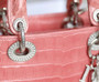 Christian Dior Lady Dior Mini Crocodile Crystal Hardware Pink