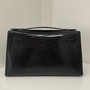 HERMES KELLY POCHETTE BLACK LEZARD LIZARD GOLD HARDWARE
