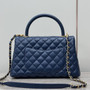  Chanel Medium Co Co Lizard Top Handle Blue Flap Bag 