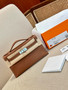 Hermès Gold Mini Kelly Pochette Swift leather Palladium hardware