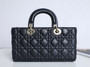Christian Lady D-Joy Medium Bag Black Cannage Lambskin