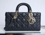 Christian Lady D-Joy Medium Bag Black Cannage Lambskin