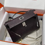 Hermes Black Mini Kelly Pochette Ostrich with Palladium Hardware Hermes Black Mini Kelly Pochette Ostrich with Palladium Hardware