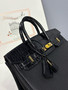Hermes Birkin Touch 25 Black Porosus Crocodile Black Togo  leather with Gold Hardware