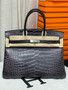 Hermes Birkin Bag 35 In Black Matt Alligator with Palladium hardware