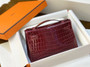 Hermès Shiny  Bordeaux  Alligator Kelly Pochette Palladium Hardware