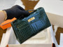 Hermès Shiny Vert Fonce Alligator Kelly Pochette Gold Hardware