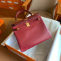 Hermès Red Kelly 25 Box Leather Gold Hardware