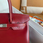 Hermes Rouge Grenat Birkin 30 Box Calf Palladium Hardware 