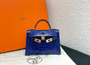 Hermès Kelly 20 Mini II Blue Electric Alligator Gold Hardware 