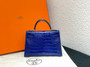 Hermès Kelly 20 Mini II Blue Electric Alligator Gold Hardware 