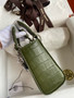  Christian Dior Lady Dior Mini Crocodile Crystal Hardware Green