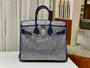 HERMÈS 25CM BIRKIN CUSTOMIZED SWAROVSKI CRYSTAL PALLADIUM HARDWARE WITH SILVER BLUE SWIFT LEATHER HERMÈS 25CM BIRKIN CUSTOMIZED SWAROVSKI CRYSTAL PALLADIUM HARDWARE WITH SILVER BLUE SWIFT LEATHER