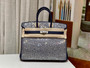 HERMÈS 25CM BIRKIN CUSTOMIZED SWAROVSKI CRYSTAL PALLADIUM HARDWARE WITH SILVER BLUE SWIFT LEATHER HERMÈS 25CM BIRKIN CUSTOMIZED SWAROVSKI CRYSTAL PALLADIUM HARDWARE WITH SILVER BLUE SWIFT LEATHER
