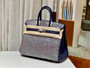 HERMÈS 25CM BIRKIN CUSTOMIZED SWAROVSKI CRYSTAL PALLADIUM HARDWARE WITH SILVER BLUE SWIFT LEATHER HERMÈS 25CM BIRKIN CUSTOMIZED SWAROVSKI CRYSTAL PALLADIUM HARDWARE WITH SILVER BLUE SWIFT LEATHER