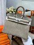 HERMÈS BIRKIN 25 ETOUPE VEAU DOBLIS SUEDE AND SWIFT LEATHER WITH PALLADIUM HARDWARE HERMÈS BIRKIN 25 ETOUPE VEAU DOBLIS SUEDE AND SWIFT LEATHER WITH PALLADIUM HARDWARE