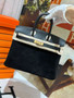 HERMÈS BIRKIN 25 BLACK VEAU DOBLIS SUEDE AND SWIFT LEATHER WITH GOLD HARDWARE HERMÈS BIRKIN 25 BLACK VEAU DOBLIS SUEDE AND SWIFT LEATHER WITH GOLD HARDWARE