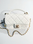 Chanel CRUISE 2024/25 WHITE FLAP BAG WITH TOP HANDLE  Lambskin & Gold Metal