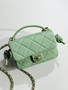 Chanel CRUISE 2024/25 GREEN FLAP BAG WITH TOP HANDLE  Lambskin & Gold Metal