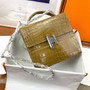Hermès Shiny Belge Sable Niloticus Mississippiensis Cinhetic Box Bag  Hermès Shiny Belge Sable Niloticus Mississippiensis Cinhetic Box Bag