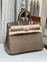 Hermes Etoupe Birkin 25 in Porosus  Crocodile with Gold hardware Hermes Etoupe Birkin 25 in Porosus  Crocodile with Gold hardware