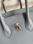 Hermes Blue Lin Birkin 25 cm Togo Palladium Hardware