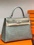 Hermes SHINY GRIS NILOTICUS CROCODILE KELLY 28 WITH Palladium HARDWARE Hermes SHINY GRIS NILOTICUS CROCODILE KELLY 28 WITH Palladium HARDWARE