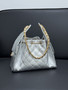 CHANEL 25 SMALL HANDBAG   Metallic Grained Calfskin & Gold Metal  Silvery
