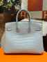  HERMES Gris Ciment Birkin 25 Matt Alligator Crocodile Skin Palladium Hardware