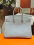  HERMES Gris Ciment Birkin 25 Matt Alligator Crocodile Skin Gold Hardware