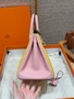 Hermes Special Order 9o/Jaune Naples/3Q/Rose Sakura Birkin 25 cm Togo Gold Hardware