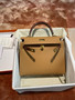 Hermès Kelly Touch 25 Gold Veau Madame / Niloticus Crocodile Honey