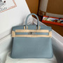  Hermès Special Order Blue Lin/Beige De Weimar Birkin 30 cm Epsom Leather Palladium Hardware 
