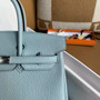 Hermès Special Order Blue Lin/Beige De Weimar Birkin 30 cm Epsom Leather Palladium Hardware 