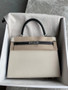 Hermes  Craie/ Black Kelly 25 cm Epsom Palladium  Hardware