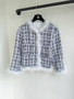 CHANEL.SPRING-SUMMER 2025  JACKET   Cotton Tweed & Feathers  Black & White