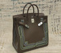 Hermès Ebene Togo Limited Edition Western Birkin 40 Haut A Courroies Palladium Hardware