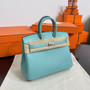 HERMÈS Birkin 25 Bleu Atoll (3P) Evercolor Gold hardware 