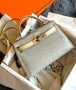 Hermes Mini Kelly II 20 Gris Perle & Vanilla HSS Matte Alligator