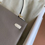 Hermès Special Order Gris Asphalte/Craie Kelly 25 Togo Leather Gold Hardware