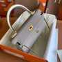 Hermès Special Order Gris Asphalte/Craie Kelly 25 Togo Leather Gold Hardware