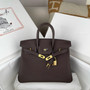 Hermès Chocolate Kelly 25  Togo Gold Hardware