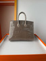 Hermès Sellier Birkin 25 Etoupe Shiny Crocodile Niloticus Gold Hardware 