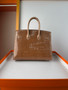 Hermès Sellier Birkin 25 Gold Shiny Crocodile Niloticus Gold Hardware 