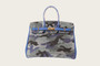 Hermes Camouflage Swarovski Crystal Birkin 35Bleu Hydra Chevre Gold Hardware
