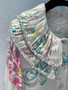 Chanel SPRING-SUMMER 2025 BLOUSE Embroidered printed silk  Light Gray & Multicolor