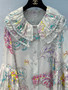 Chanel SPRING-SUMMER 2025 BLOUSE Embroidered printed silk  Light Gray & Multicolor