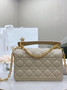 Christian Dior Small Dior Jolie Top Handle Bag Powder Beige Cannage Calfskin
